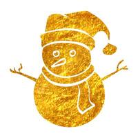 mão desenhado boneco de neve ícone dentro ouro frustrar textura vetor ilustração