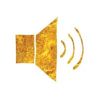 mão desenhado audio volume ícone dentro ouro frustrar textura vetor ilustração
