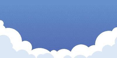 pixel céu com nuvens. retro vídeo jogos abstrato azul fundo com branco 8 bits nuvens, digital conceito arte. vetor ilustração