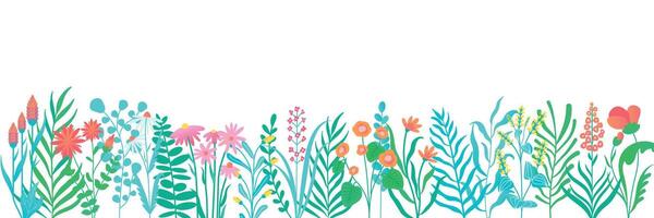 horizontal flor bandeira. verão floral pano de fundo com florescendo botões, botânico decorativo quadros para Casamento convite Projeto. vetor ilustração