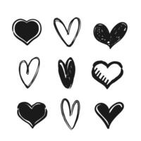 coração em forma rabiscos. mão desenhado vetor corações dia dos namorados dia ilustração símbolos.