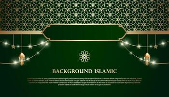 islâmico ou árabe fundo. luxo ouro e verde padronizar cor. adicional elementos do islâmico tema Projeto vetor