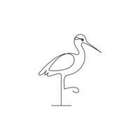 vetor garça pássaro contínuo linha arte ilustração em branco fundo e minimalista