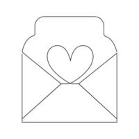 vetor 1 linha postal papel selado em envelope com coração proposta do amor e relação