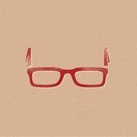 Óculos meio-tom estilo ícone com grunge fundo vetor ilustração