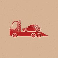 carro reboque ícones meio-tom estilo automotivo com grunge fundo vetor ilustração
