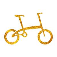 mão desenhado bicicleta ícone dentro ouro frustrar textura vetor ilustração