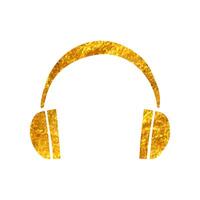 mão desenhado fone de ouvido audio ícone dentro ouro frustrar textura vetor ilustração