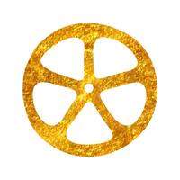 mão desenhado bicicleta roda ícone dentro ouro frustrar textura vetor ilustração
