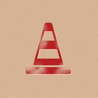 estrada placa cone meio-tom estilo ícone com grunge fundo vetor ilustração