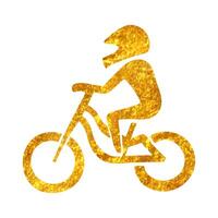 mão desenhado ciclismo ícone dentro ouro frustrar textura vetor ilustração