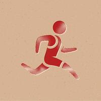 corrida atleta meio-tom estilo ícone com grunge fundo vetor ilustração