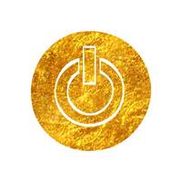 mão desenhado poder botão ícone dentro ouro frustrar textura vetor ilustração