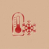 termômetro meio-tom estilo ícone com grunge fundo vetor ilustração
