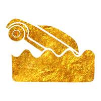 mão desenhado afogado carro ícone dentro ouro frustrar textura vetor ilustração