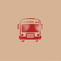 escola ônibus meio-tom estilo ícone com grunge fundo vetor ilustração