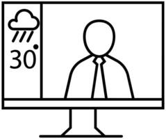 clima previsão televisão programa ícone dentro fino contorno. vetor