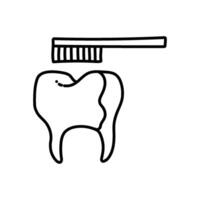 escova de dente com dente ícone. mão desenhado vetor ilustração. editável linha AVC.