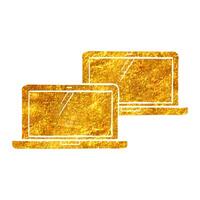 mão desenhado laptops ícone dentro ouro frustrar textura vetor ilustração