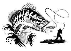 ilustração do Largemouth graves peixe vetor