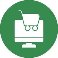 ícone de círculo de glifo de compras on-line vetor