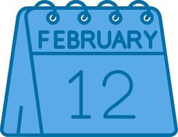 12º do fevereiro azul linha preenchidas ícone vetor