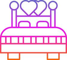ícone de gradiente de linha de cama de casal vetor