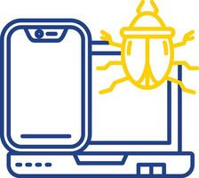 ícone de duas cores de linha de bug vetor