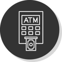 atm máquina linha cinzento ícone vetor