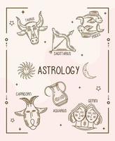 oito símbolos do zodíaco vetor
