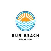pôr do sol de praia logotipo Projeto conceito idéia com círculo vetor