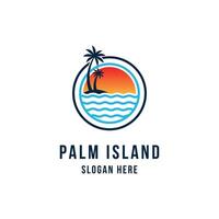 tropical ilha com Palma árvores logotipo Projeto conceito vetor
