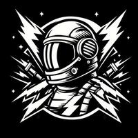 vetor ilustração do uma pessoa vestindo a astronauta capacete, Preto e branco