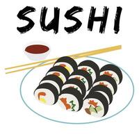 Sushi japonês Comida desenho animado ilustração vetor