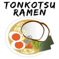 tonkotsu ramen japonês Comida desenho animado ilustração vetor