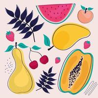 nove frutas tropicais vetor