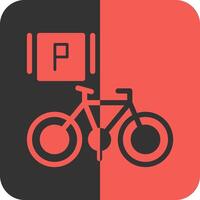 bicicleta estacionamento vermelho inverso ícone vetor