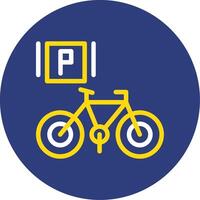 bicicleta estacionamento dual linha círculo ícone vetor