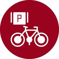 bicicleta estacionamento glifo círculo ícone vetor