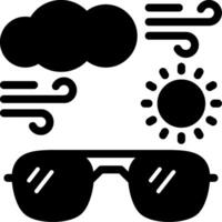 Sol com oculos de sol glifo ícone vetor