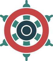 ícone de duas cores de glifo de roda náutica vetor