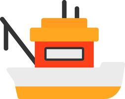 ícone plano de barco de pesca vetor