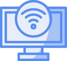 Wi-fi sinal linha preenchidas azul ícone vetor