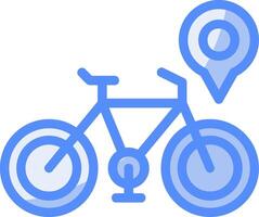 bicicleta linha preenchidas azul ícone vetor