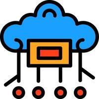 ícone cheio de linha de computação em nuvem vetor