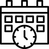 calendário e relógio linha ícone vetor