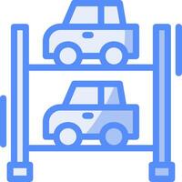 multinível estacionamento linha preenchidas azul ícone vetor