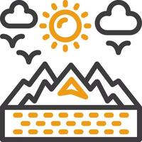 ícone de duas cores de linha de montanhas vetor
