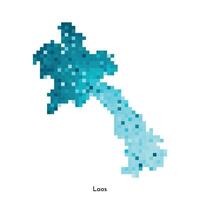 vetor isolado geométrico ilustração com simples gelado azul forma do Laos mapa. pixel arte estilo para nft modelo. pontilhado logotipo com gradiente textura para Projeto em branco fundo