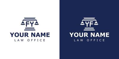 cartas fy e sim legal logotipo, adequado para advogado, jurídico, ou justiça com fy ou sim iniciais vetor